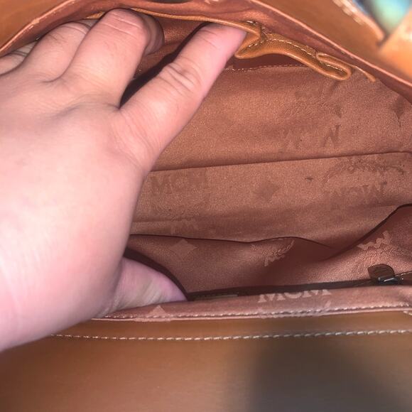 GUC MCM SMALL COGNAC VISETOS BOSTON BAG, L 10” x H 6.5” x D 3.5” - Picture 7 of 9